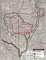 Map of Atlanta battlefield core and study areas by the American Battlefield Protection Program