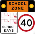 (R4-235-1) School Zone (Non-standard school operating hours, used in New South Wales)