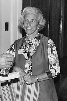 A black-and-white photo of Barbara W. Tuchman in 1971