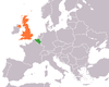 Location map for Belgium and the United Kingdom.