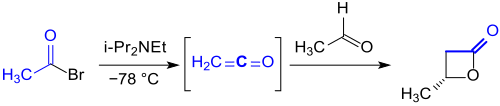 Synthese von β-Butyrolacton aus Keten über Acetylbromid-Route