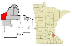 Location of the city of Burnsville within Dakota County, Minnesota