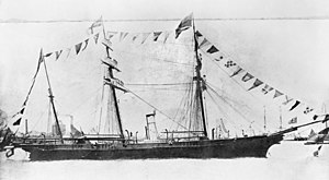 Her Majesty's Colonial Steam Sloop Victoria, dressed for the visit of Prince Alfred, Duke of Edinburgh in 1867