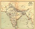 Railway map of India in 1909. Railway construction in India had begun in 1853.