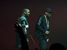 Kanye West and Jay-Z performing on the Watch the Throne Tour