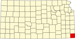 Karte von Cherokee County innerhalb von Kansas