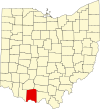 State map highlighting Adams County