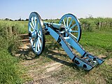 A 4-pounder Gribeauval cannon is sited in Battery 5 at Chalmette National Battlefield in New Orleans, La.