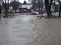 Flooding in eastern New York as a result of the heavy rain dropped by the storm.