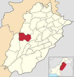 Karte von Pakistan, Position von Distrikt Layyah hervorgehoben