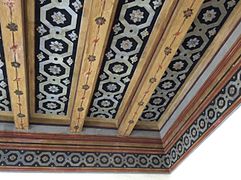 Decorated wooden ceiling beams