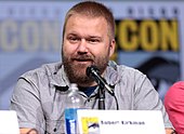 Robert Kirkman speaking at the 2017 San Diego Comic Con International at the San Diego Convention Center in San Diego, California.