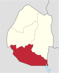 Map of Eswatini showing Shiselweni district