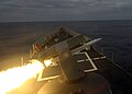 A Standard MR missile being fired from the Mark 13 launcher of Spanish frigate Canarias
