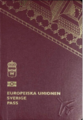 2nd generation biometric Swedish passport issued between 2012–2021.