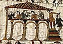 Trinkhörner auf dem Teppich von Bayeux (um 1070)