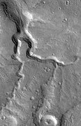 Tempe Fossae sinuous channel, as seen by HiRISE.