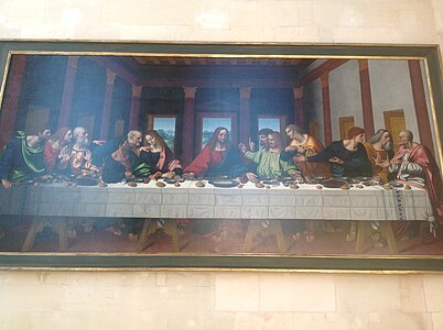Copy of Last Supper made by Marco Oggiono, pupil of DaVinci (1506-1509). It hung in the chapel in the time of Montmorency