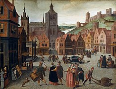 The Marketplace at Bergen op Zoom. Attributed to Abel Grimmer, 1590s. National Gallery of Art, Washington.[6]
