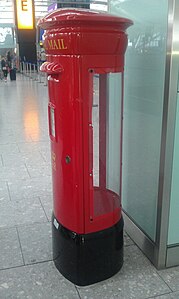 Box at Terminal 5, Heathrow Airport. The transparent panel allows visual inspection of the contents, for security purposes.