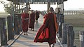 Buddhist monks on U Bein Bridge