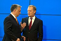 Donald Tusk with Prime Minister of Hungary Viktor Orbán in 2014