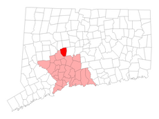 Wolcott's location within New Haven County and Connecticut