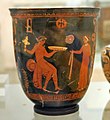 Ancient Greek (Apulian) pottery situla vase, 340-320 BC