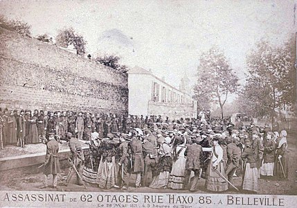 Montage of the execution of sixty-four hostages by the Commune at Rue Haxo