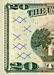 Vorderseite (Ausschnitt) der 20-Dollar-Banknote mit markierten Omron-Ringen (als Teil der Wertzahl 20)