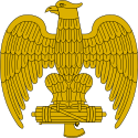 A perched eagle clutching a fasces was a common symbol used on Italian Fascist uniforms.