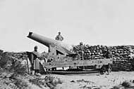 Cannon with muzzle shot away