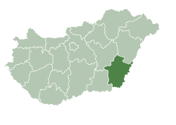 Békés County within Hungary