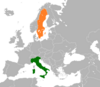 Location map for Italy and Sweden.