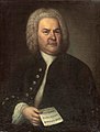 Johann Sebastian Bach mit seinem Rätselkanon, BWV 1076, Ölgemälde von Haußmann 1746