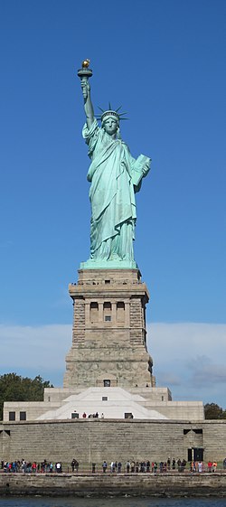 The Statue of Liberty as seen on a sunny day in October 2015