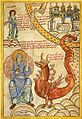 Der siebenköpfige Drache aus der Apokalypse (Offb 12,3b–4) im Liber Floridus[9]