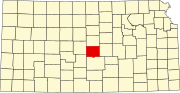 Map of Kansas highlighting Rice County