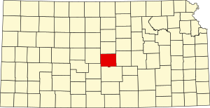 Map of Kansas highlighting Rice County