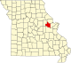 A state map highlighting Warren County in the eastern part of the state.