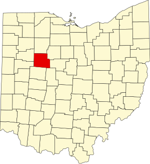 Map of Ohio highlighting Hardin County