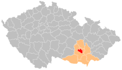 Location in the South Moravian Region within the Czech Republic