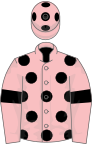 Pink, black spots, armlets and spots on cap
