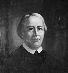 A monochrome painting of a man in clerical clothing