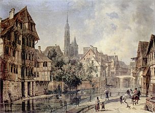 Der Okerverlauf am Ruhfäutchenplatz, Gemälde von Domenico Quaglio, 1832