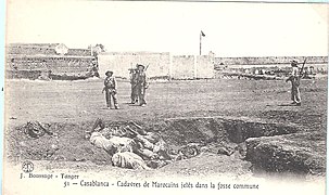 Moroccan cadavers in a mass grave in 1907.