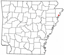 Location of Reverie, Tennessee, on the state map of Arkansas