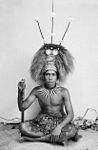 Young man dressed as a manaia, son of a Samoan matai, taken 1890-1910