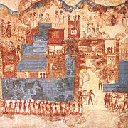 Detail of the town in the Sea Procession (full image above) marine landscape from Akrotiri