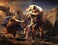 Image 79Eighteenth century painting by Pompeo Batoni depicting Aeneas fleeing from Troy. Aeneas carries his father. (from Founding of Rome)